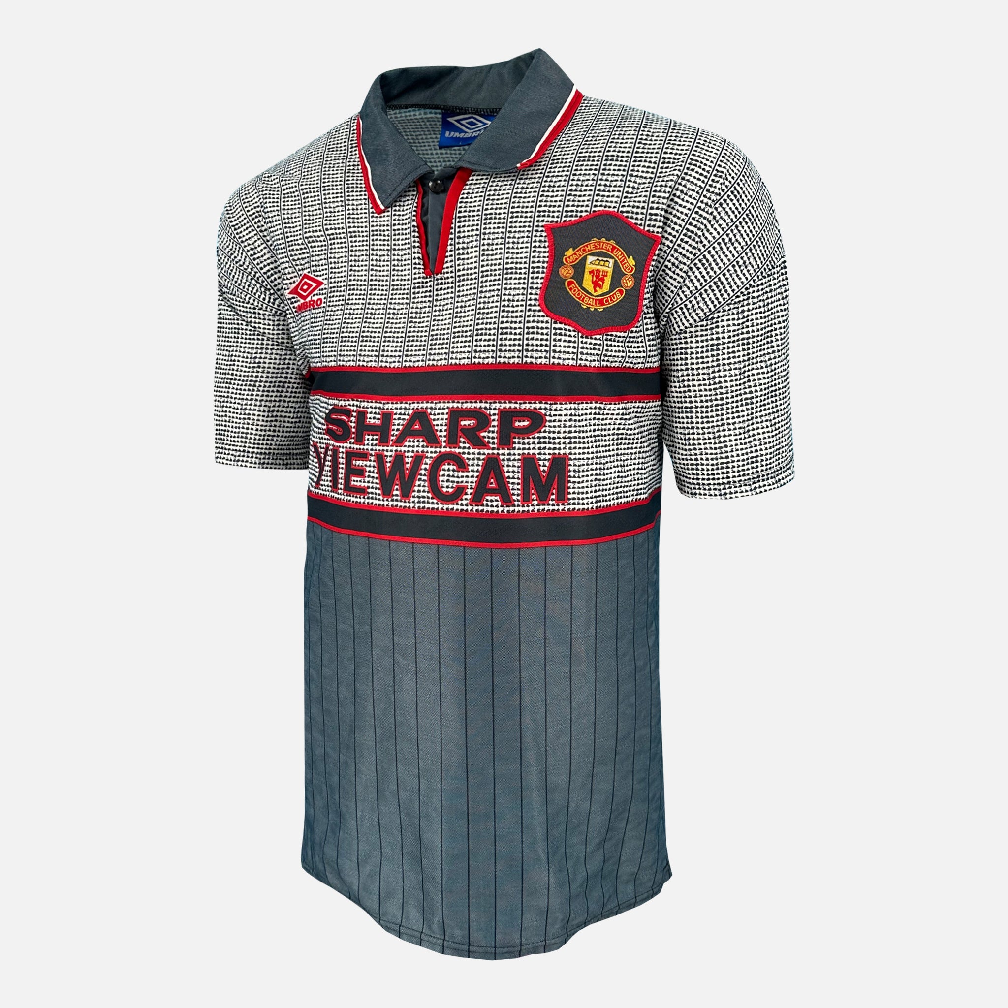 1995 96 Manchester United Away Shirt Grey Perfect L