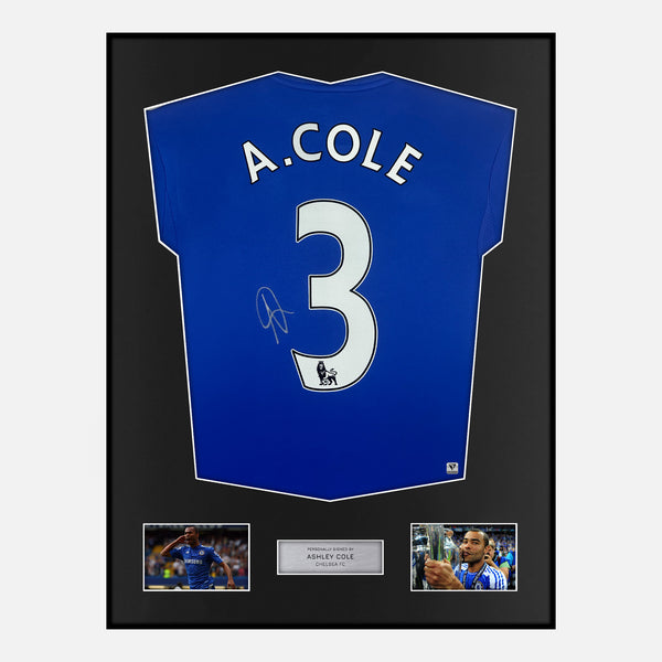 Framed Ashley Cole Signed Chelsea Shirt 2013-14 Home [Modern]