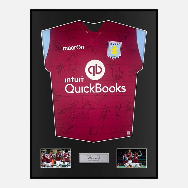 Framed Squad Signed Aston Villa Shirt 2015-16 Home [Modern]