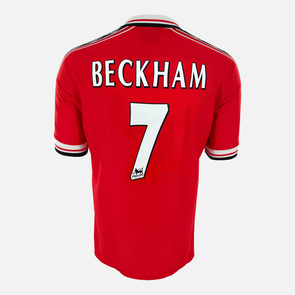 1998-00 Manchester United Home Shirt Beckham 7 Treble 1999 [Excellent] XL