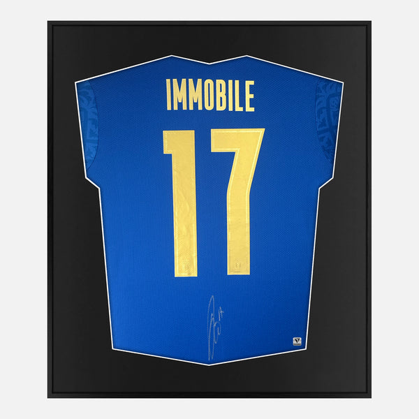 Framed Ciro Immobile Signed Italy Shirt Euro 2020 Winners [Mini]