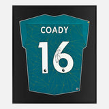 Framed Conor Coady Signed Wolves Shirt 2022-23 Away [Mini]