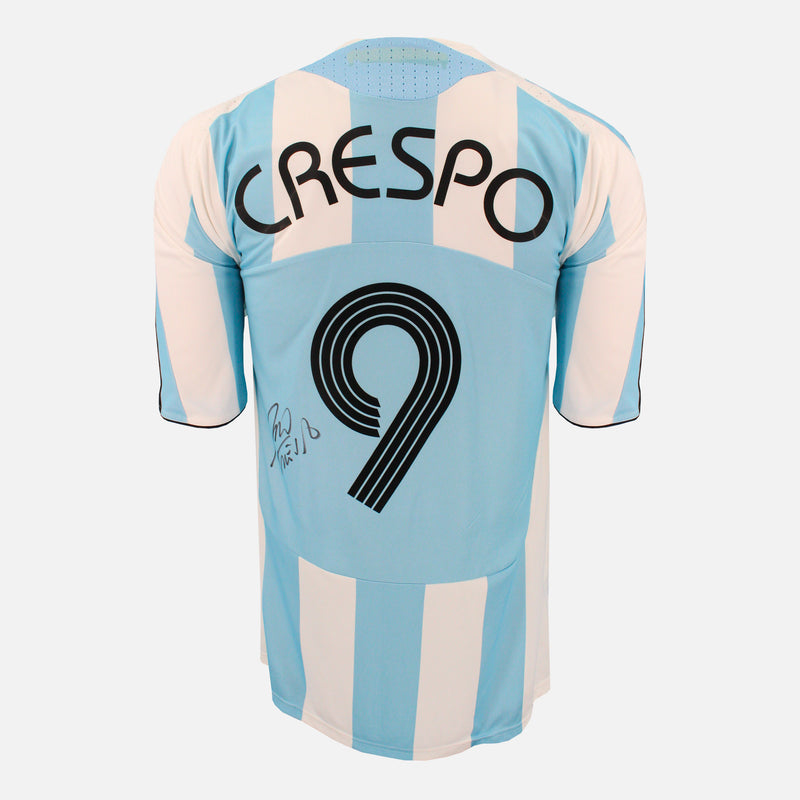 Framed Hernan Crespo Signed Argentina Shirt 2007-09 Home [Mini]