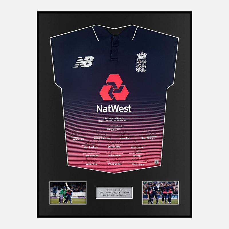 Framed Team Signed England Cricket Shirt 2017 ODI Series [Modern]