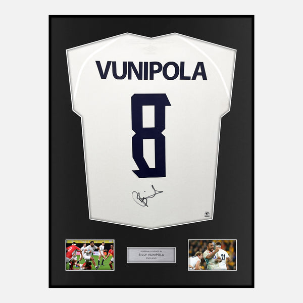 Framed Billy Vunipola Signed England Rugby Shirt 2023 World Cup [Modern]