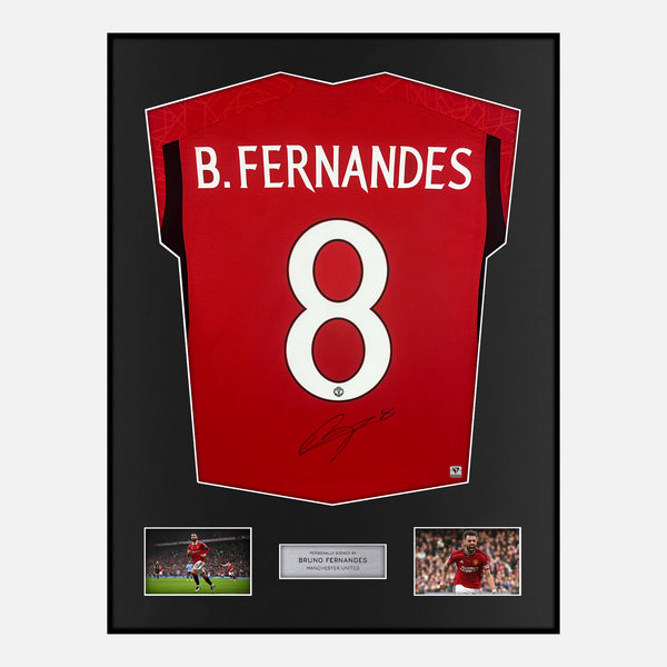 Framed Bruno Fernandes Signed Manchester United Shirt Home 2023-24 [Modern]