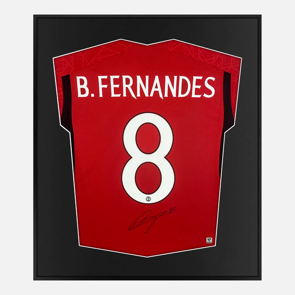 Framed Bruno Fernandes Signed Manchester United Shirt Home 2023-24 [Mini]