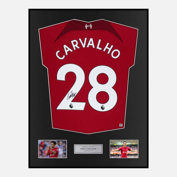 Framed Fábio Carvalho Signed Liverpool Shirt 2022-23 Home [Modern]