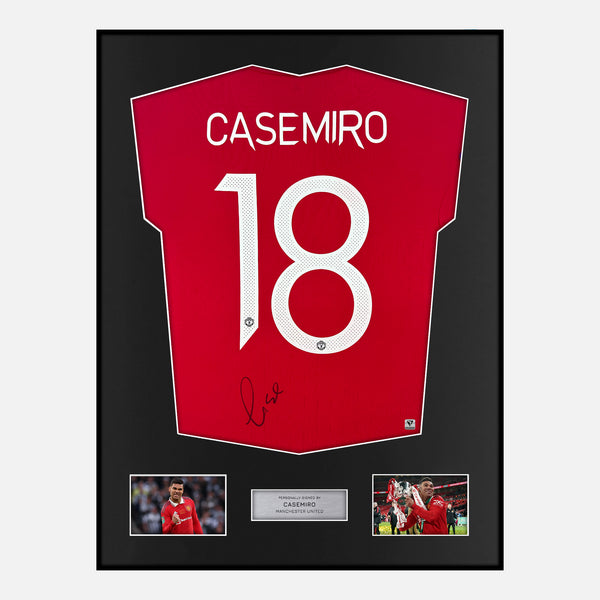 Framed Casemiro Signed Manchester United Shirt Home 2022-23 [Modern]