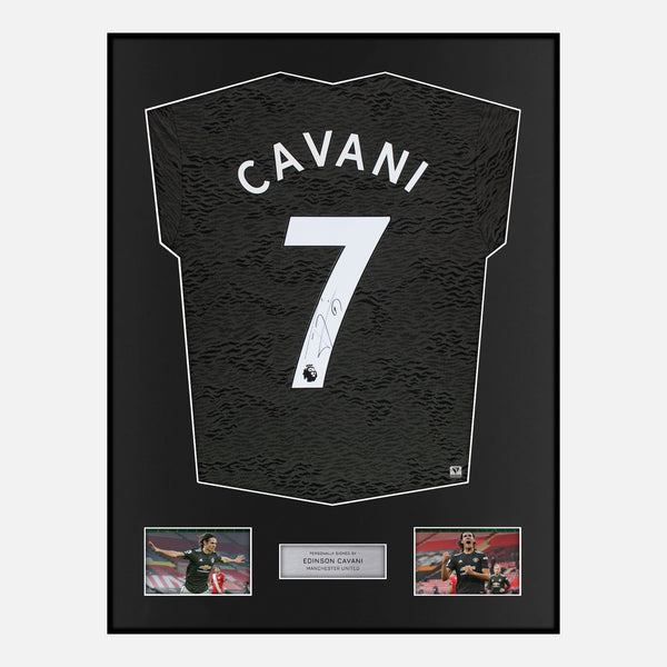 Framed Edinson Cavani Signed Manchester United Shirt 2020-21 Away [Modern]