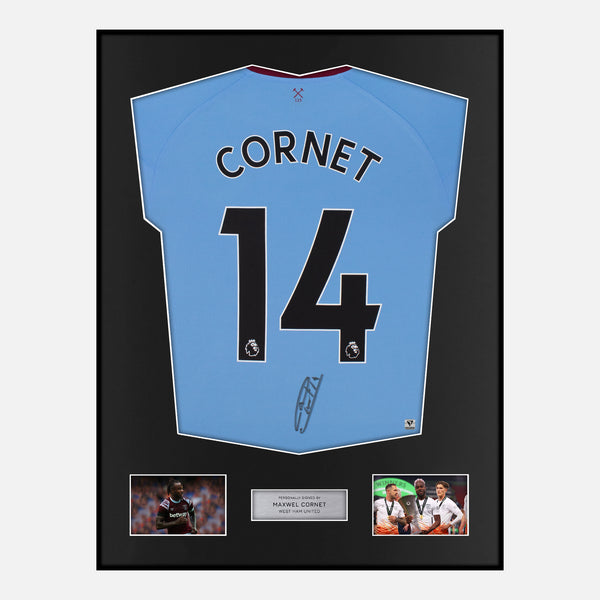 Framed Maxwel Cornet Signed West Ham United Shirt 2020-21 Away [Modern]