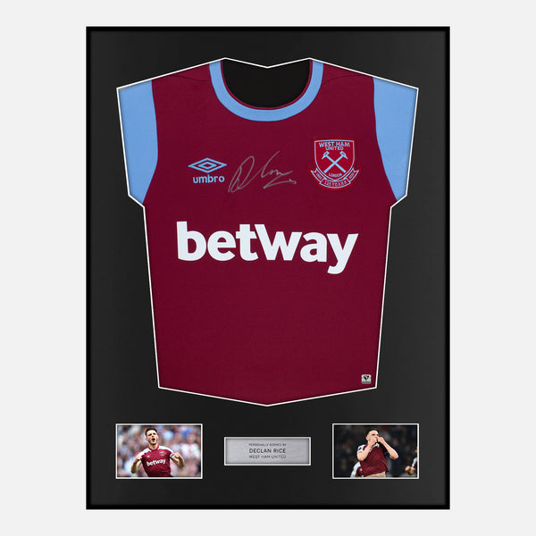 Framed Declan Rice Signed West Ham United Shirt 2020-21 Home [Modern]