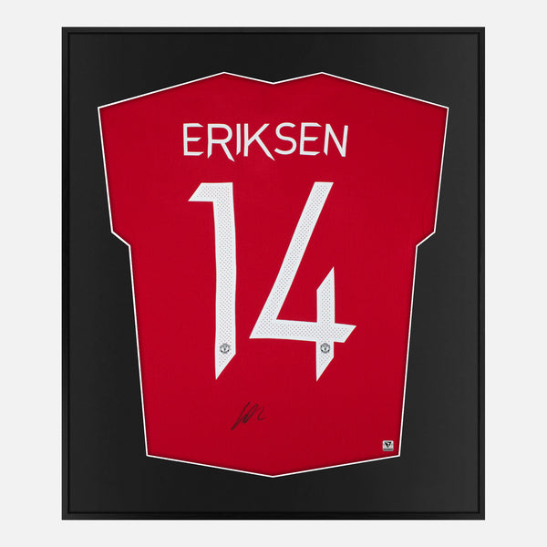 Framed Christian Eriksen Signed Manchester United Shirt Home 2022-23 [Mini]