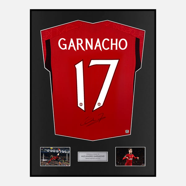 Framed Alejandro Garnacho Signed Manchester United Shirt Home Cup [Modern]