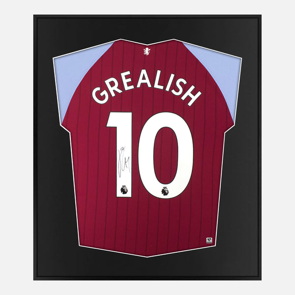 Framed Jack Grealish Signed Aston Villa Shirt 2020-21 Home [Mini]