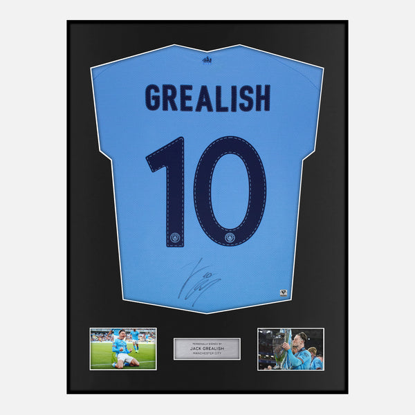 Framed Jack Grealish Signed Manchester City Shirt 2023 Treble [Modern]