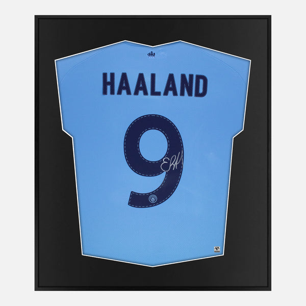 Framed Erling Haaland Signed Manchester City Shirt 2022-23 Home [Mini]