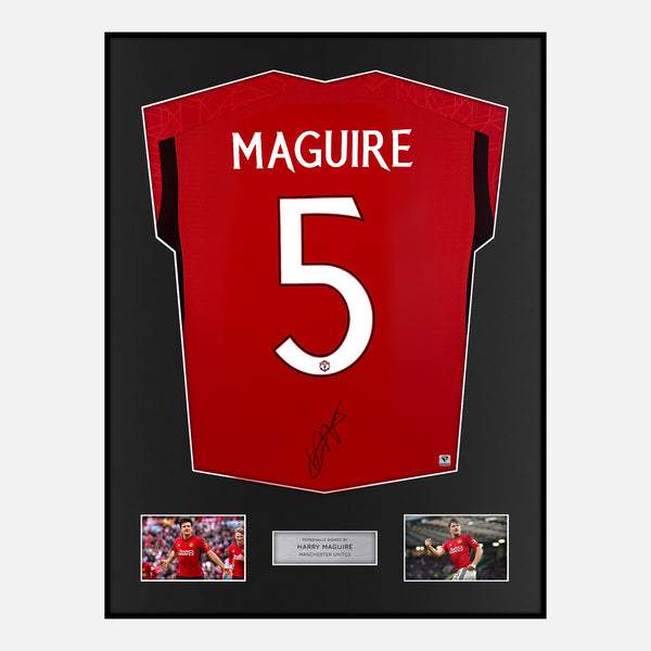 Framed Harry Maguire Signed Manchester United Shirt Home 2023-24 [Modern]