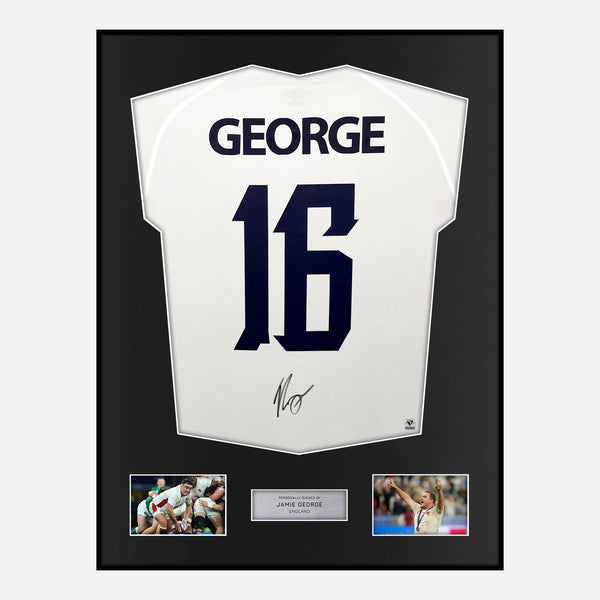 Framed Jamie George Signed England Rugby Shirt 2023 World Cup [Modern]