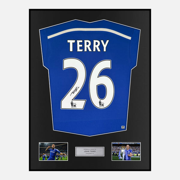 Framed John Terry Signed Chelsea Shirt 2014-15 Home [Modern]
