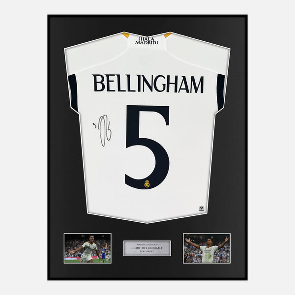 Framed Jude Bellingham Signed Real Madrid Shirt 2023-24 Home [Modern]