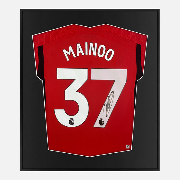 Framed Kobbie Mainoo Signed Manchester United Shirt Home 2023-24 [Mini]