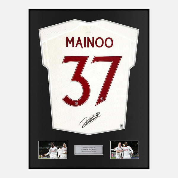 Framed Kobbie Mainoo Signed Manchester United Shirt Third Away 2023-24 [Modern]