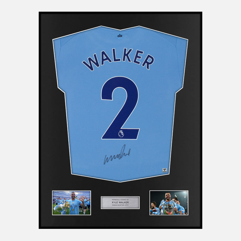 Framed Kyle Walker Signed Manchester City Shirt 2023 Treble [Modern]