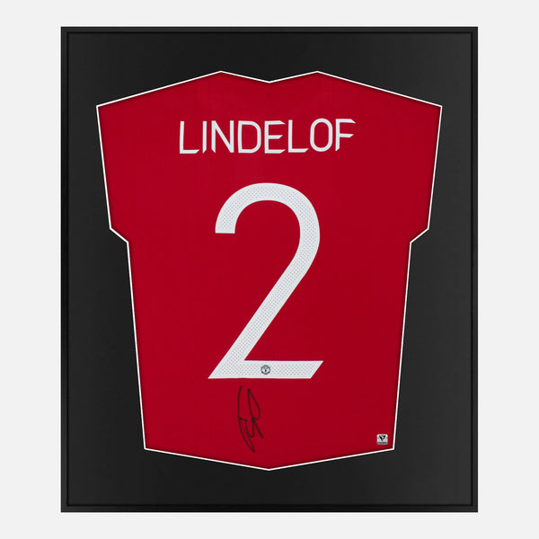Framed Victor Lindelof Signed Manchester United Shirt Home 2022-23 [Mini]
