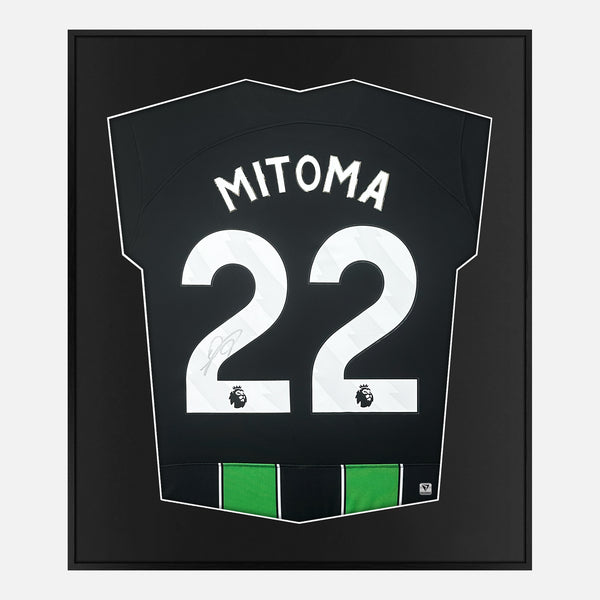 Framed Kaoru Mitoma Signed Brighton Shirt Away 2023-24 [Mini]
