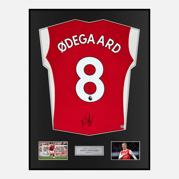 Framed Martin Odegaard Signed Arsenal Shirt 2021-22 Home [Modern]
