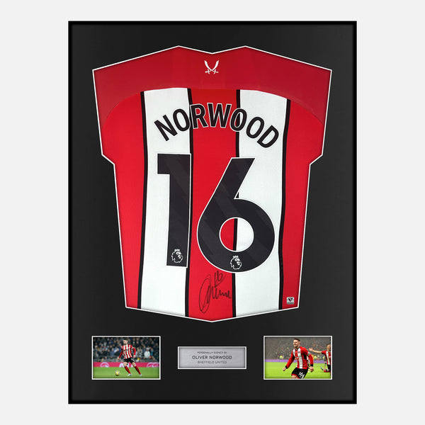 Framed Oliver Norwood Signed Sheffield United Shirt 2023-24 Home [Modern]