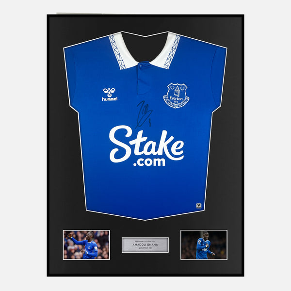 Framed Amadou Onana Signed Everton Shirt 2023-24 Home [Modern]
