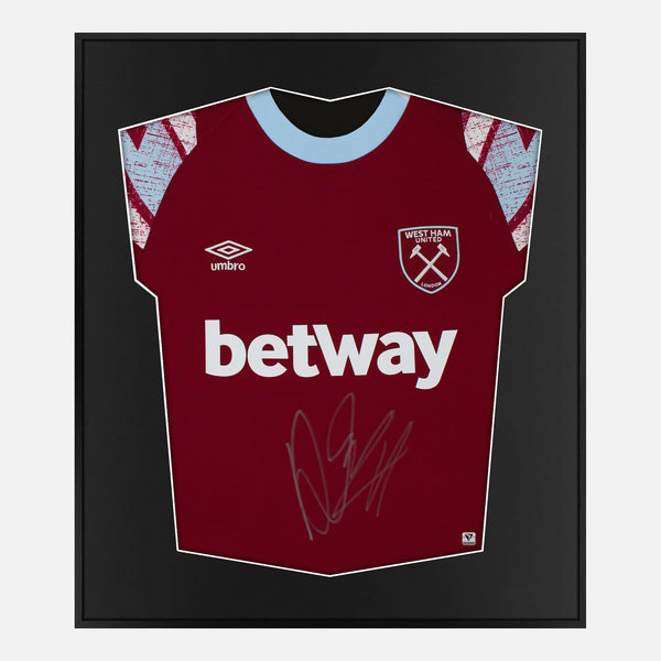 Framed Declan Rice Signed West Ham United Shirt 2022-23 Home [Mini]