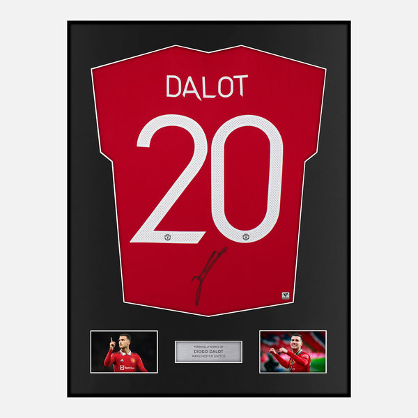 Framed Diogo Dalot Signed Manchester United Shirt Home 2022-23 [Modern]