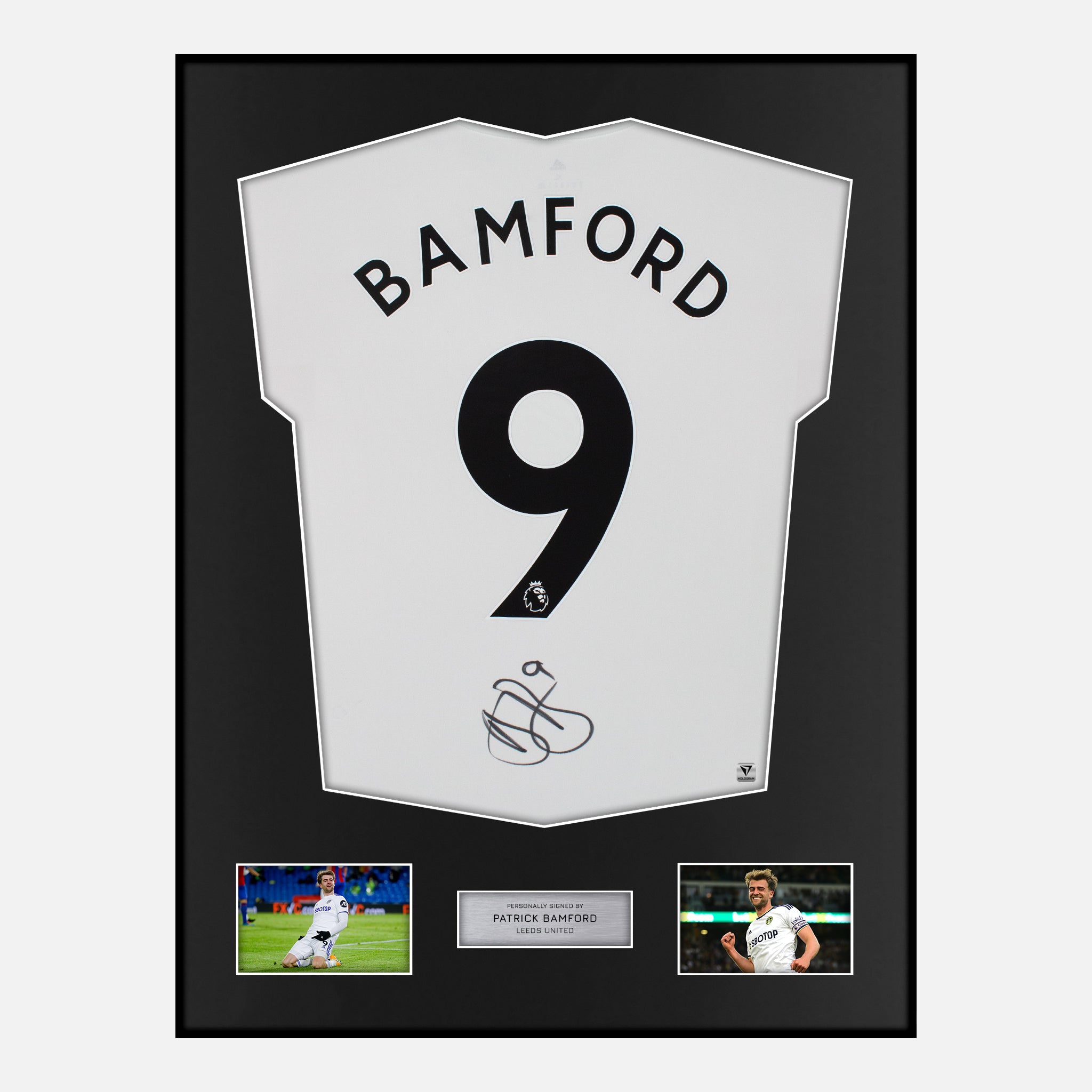 Framed Patrick Bamford Signed Leeds United Shirt 202223 Home [Modern