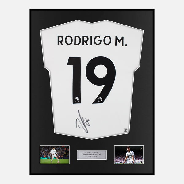 Framed Rodrigo Moreno Signed Leeds United Shirt 2022-23 Home [Modern]
