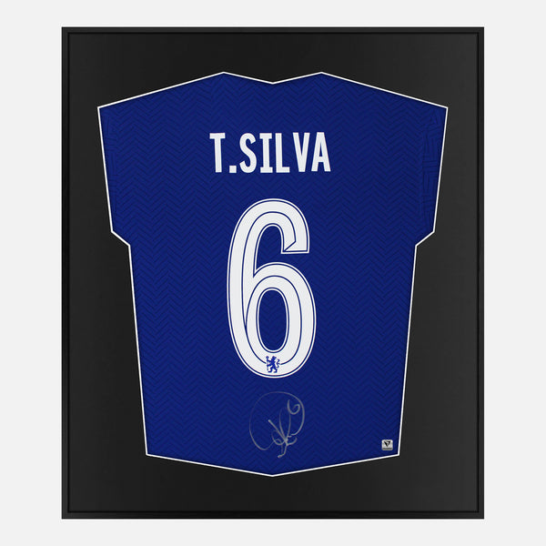 Framed Thiago Silva Signed Chelsea Shirt 2021 CL Winners [Mini]