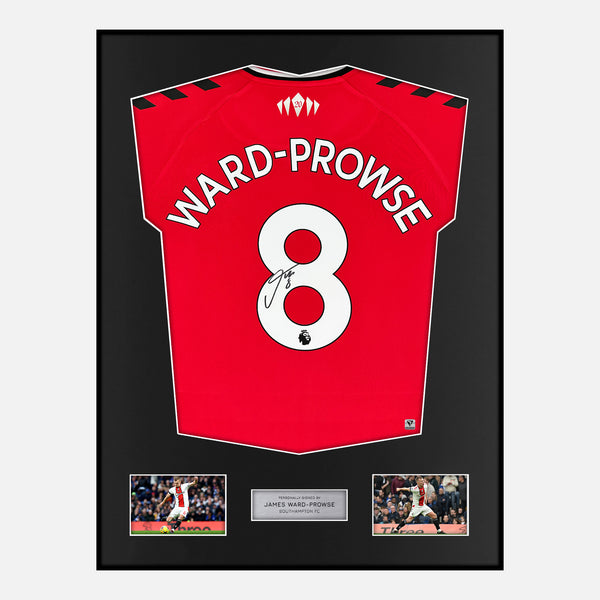 Framed James Ward-Prowse Signed Southampton Shirt 2021-22 Home [Modern]