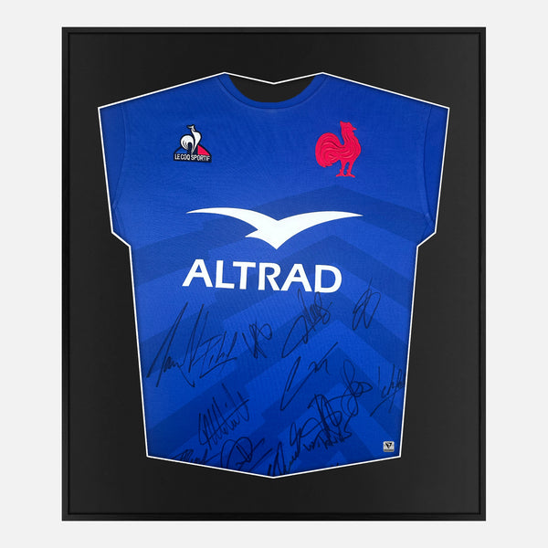 Framed Squad Signed France Rugby Shirt 2022-23 Home [Mini]
