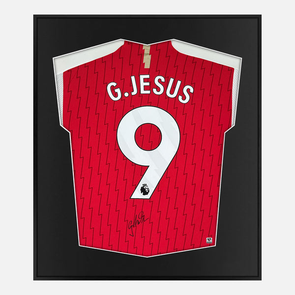 Framed Gabriel Jesus Signed Arsenal Shirt 2023-24 Home [Mini]