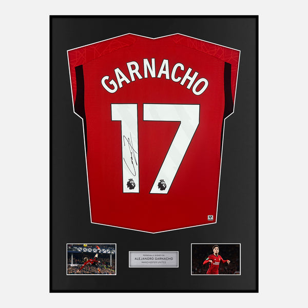 Framed Alejandro Garnacho Signed Manchester United Shirt Home 2023-24 [Modern]
