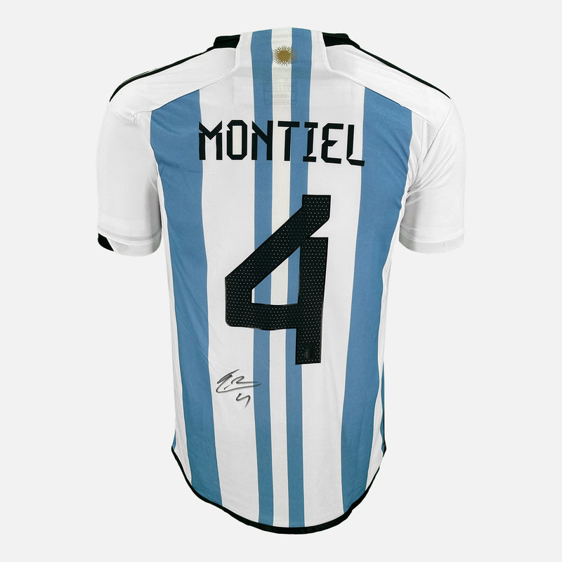 Framed Gonzalo Montiel Signed Argentina Shirt 2022 World Cup [Modern]