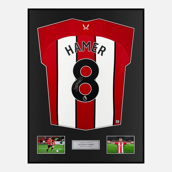 Framed Gustavo Hamer Signed Sheffield United Shirt 2023-24 Home [Modern]