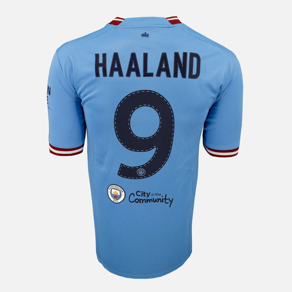 2023 Manchester City Home Shirt Haaland 9 Istanbul Final Treble [Perfect] M