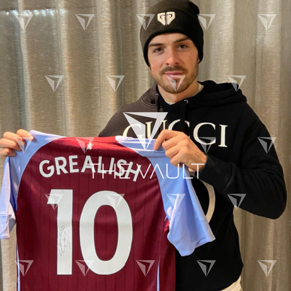 Framed Jack Grealish Signed Aston Villa Shirt 2020-21 Home [Mini]