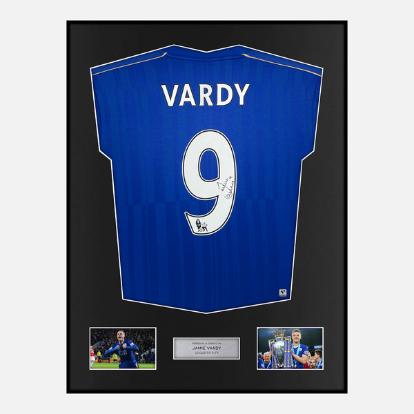 Framed Jamie Vardy Signed Leicester City Shirt 2016-17 Home [Modern]