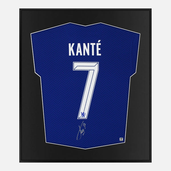 Framed N'golo Kante Signed Chelsea Shirt 2021 CL Winners [Mini]