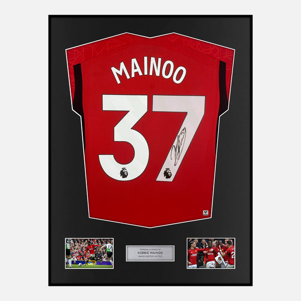 Framed Kobbie Mainoo Signed Manchester United Shirt Home 2023-24 [Modern]