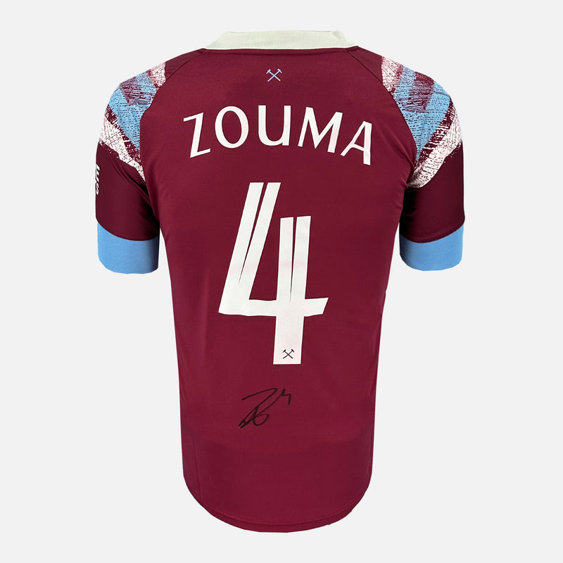 Framed Kurt Zouma Signed West Ham United Shirt 2022-23 Home [Modern]